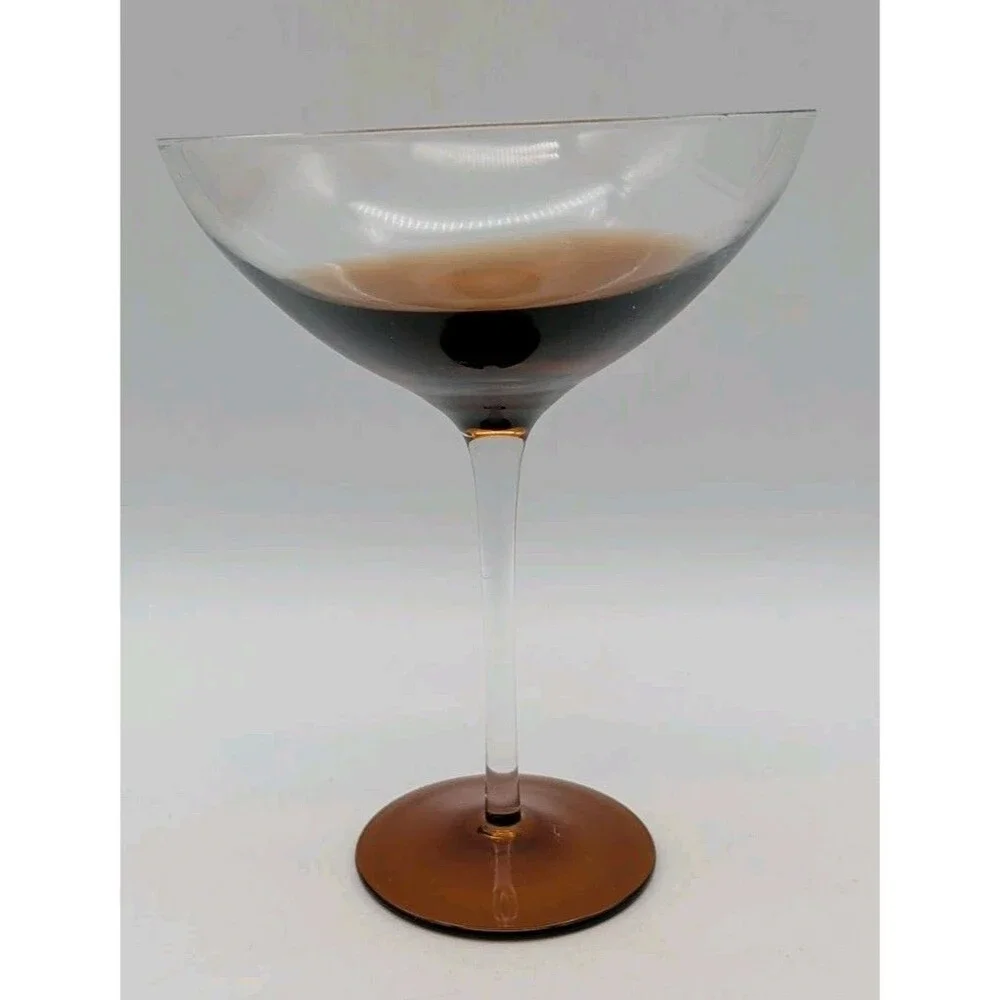 Vintage Martini Glass Pier 1 Brown Amber Elemental 7” Martini Glass
